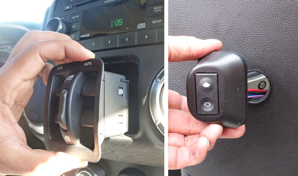 Switch mounts in place of pocket in dash on 2011-2017 JK models